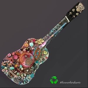 Bejeweled, Whimsical Mini Guitar Art